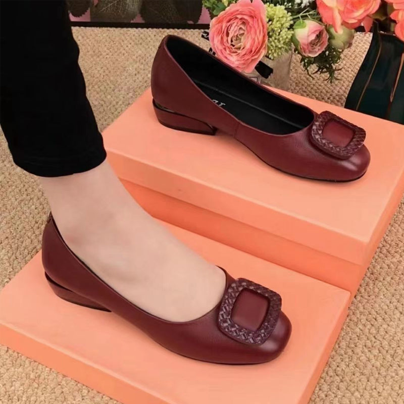 Medium Heel Leather Shoes