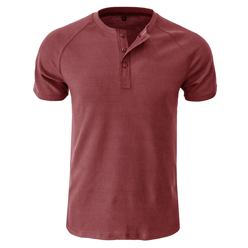 Plain Henley Short Sleeve T-Shirt