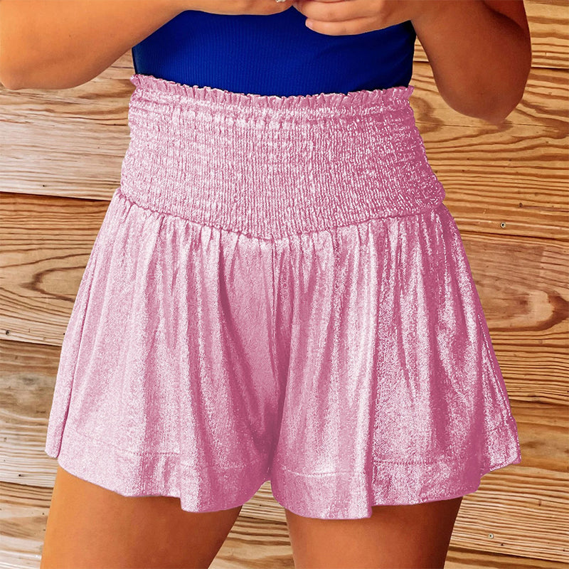 Drape Glitter Wide-leg Shorts