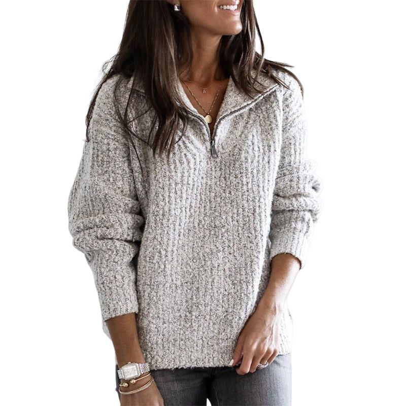 Zip-up Long-sleeve Sweater
