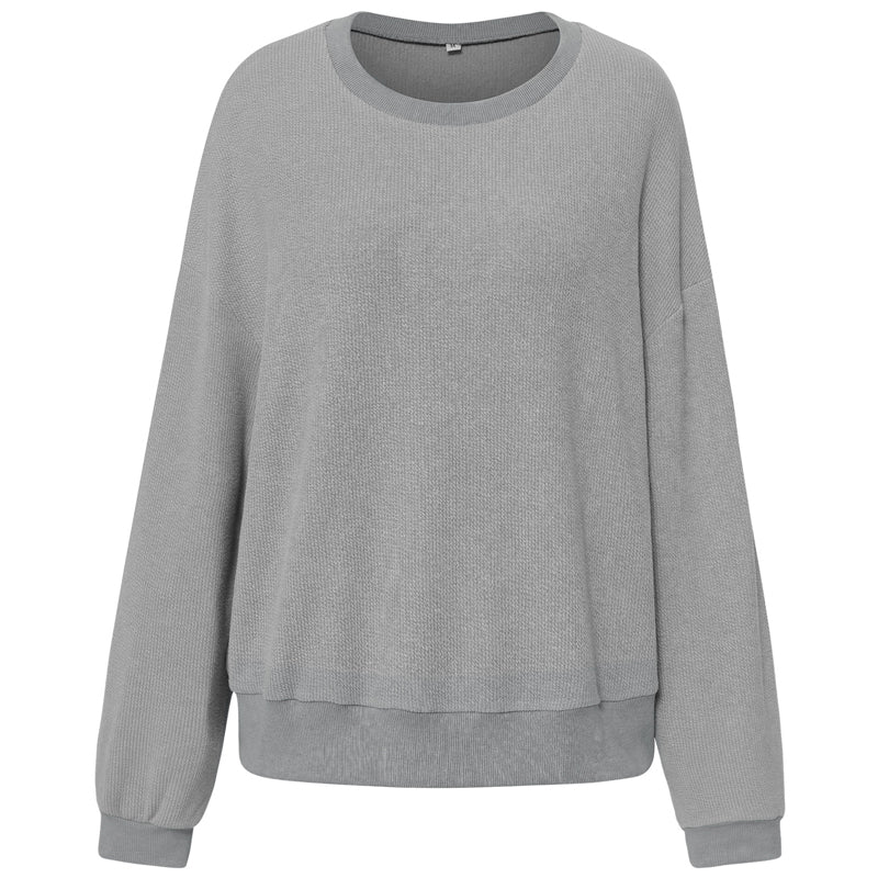 Solid Color Crew Neck Sweater
