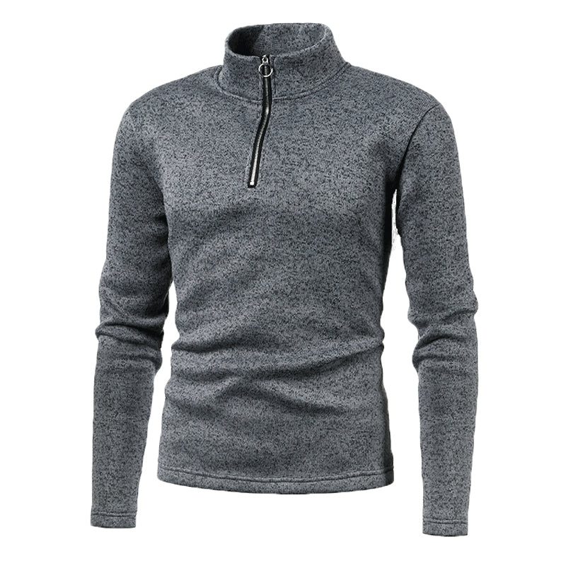 Men's Placket Zip Design Solid Color Turtleneck Jacket