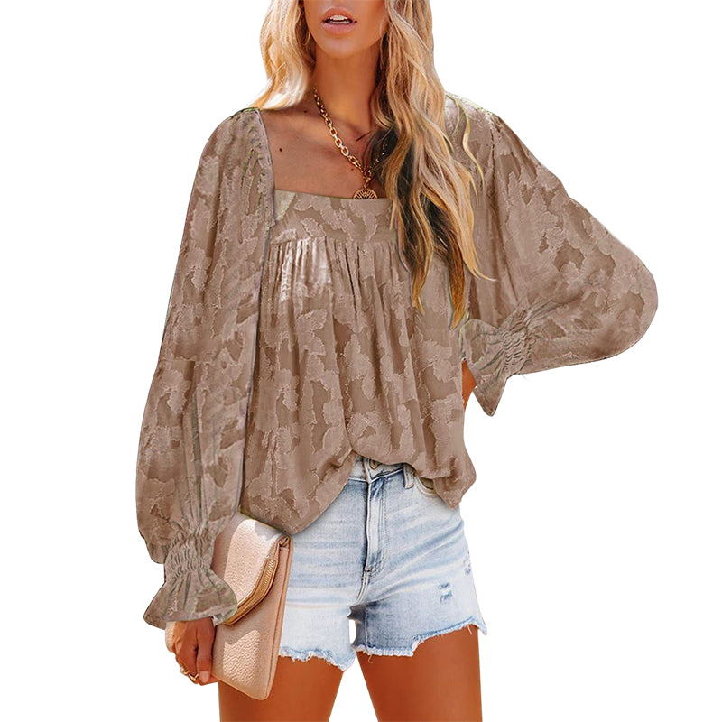 Womens Long Sleeve Tops Square Neck