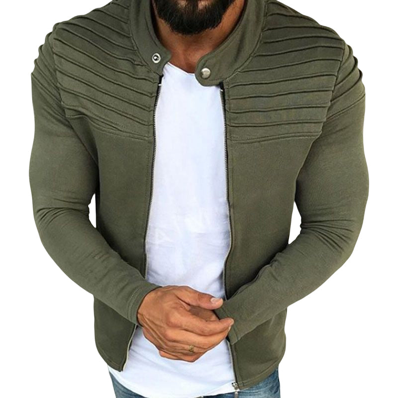 Stylish Single-colored Pleated Jacket