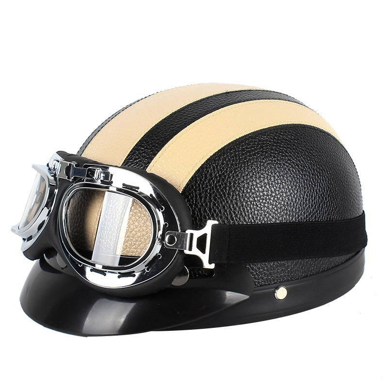 Motorcycle Harley PU Helmet with Goggles