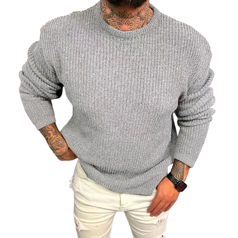 Solid Color Crew Neck Pullover