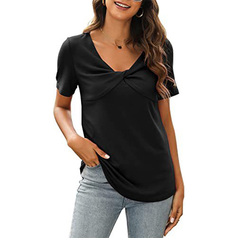 V Neck Cross Neck T-Shirt