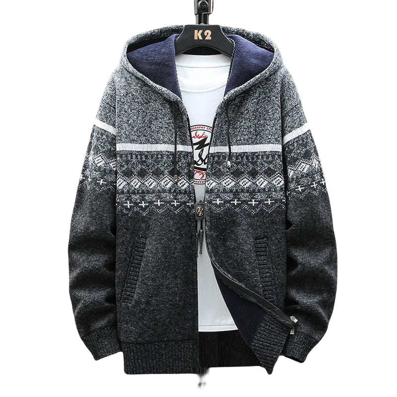 Hooded Cardigan Knitted Sweater