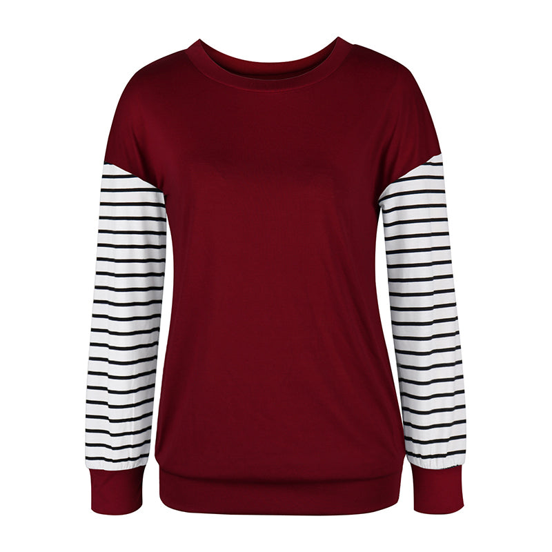 Solid Color Round Neck Long Sleeve T-Shirt