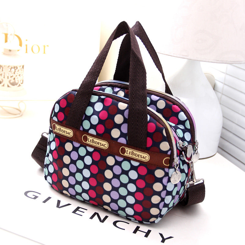 NYLON SHOULDER BAG WITH FLORAL PRINT