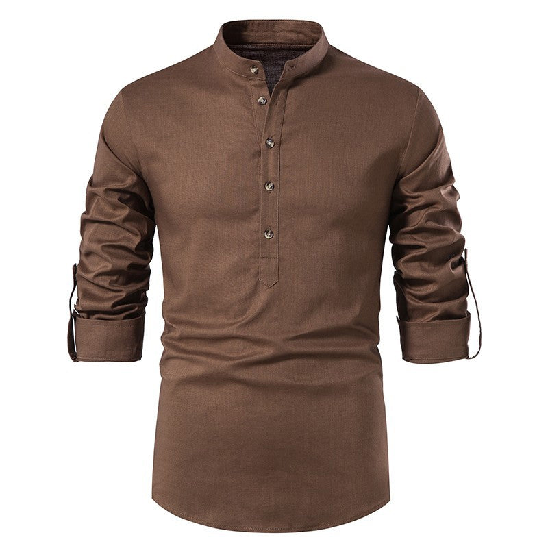 Linen Long Sleeve Cotton Slim Fit Shirt