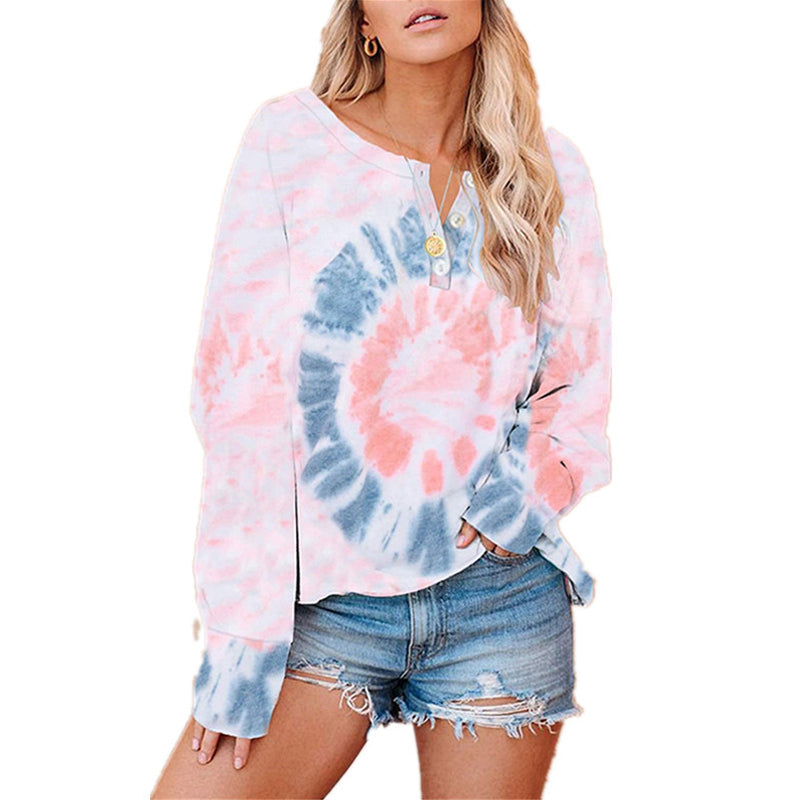 Printed Button Long Sleeve T-Shirt