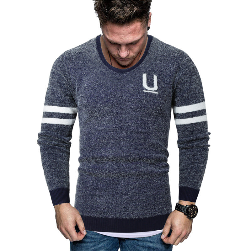 Men's Striped Letter Sweater