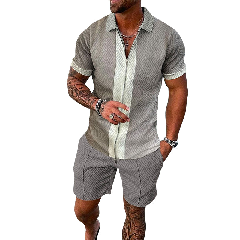 Men's Casual Printed Polo Suit