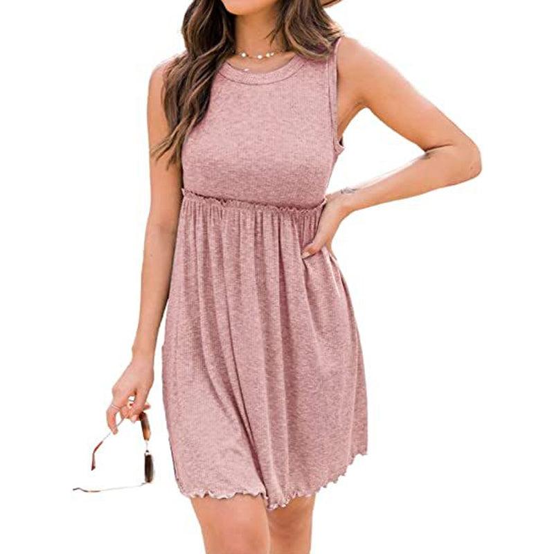 Knit High Waist Pleated Tank Dress