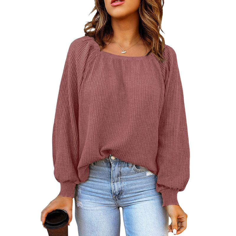 Square Neck Puff Sleeve Sweater