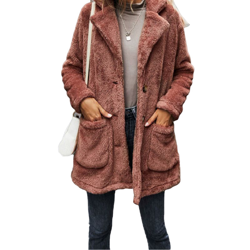 Thickened Plush Coat With Lapels