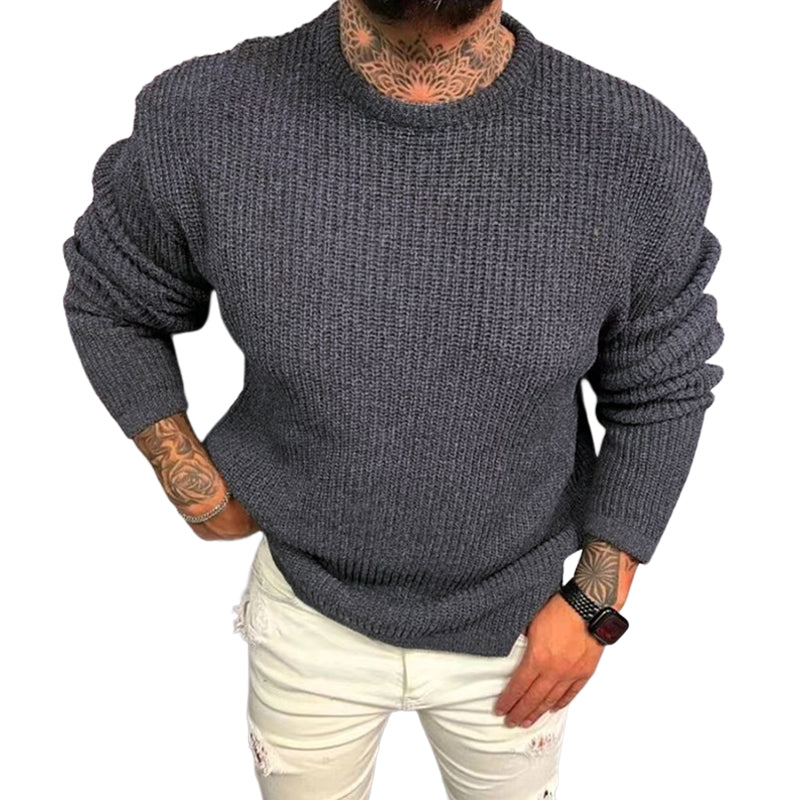 Solid Color Crew Neck Pullover