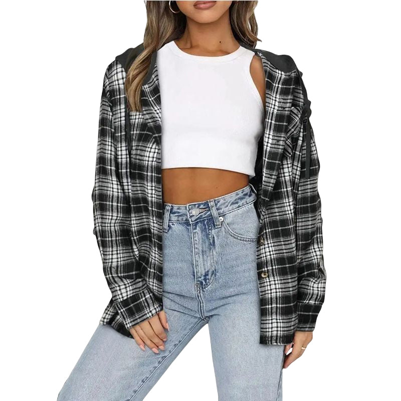 Hooded Buttoned Casual Shirt Jacket