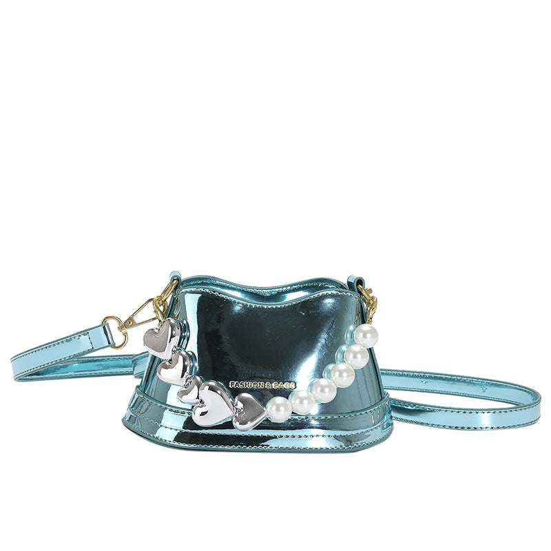 Mirror Laser Diagonal Pearl Handbag