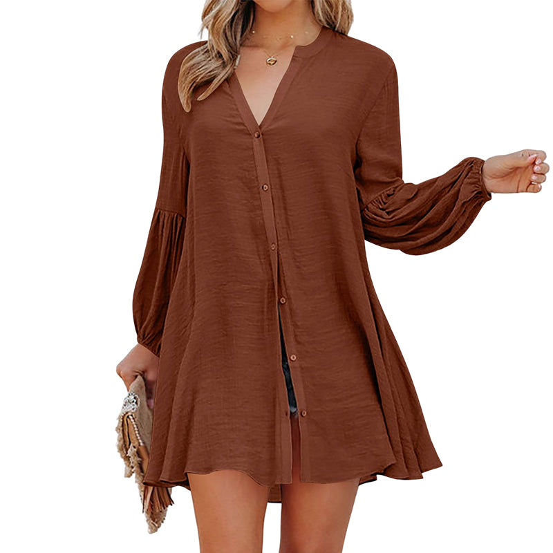 Solid Panel Button-Up Shirt
