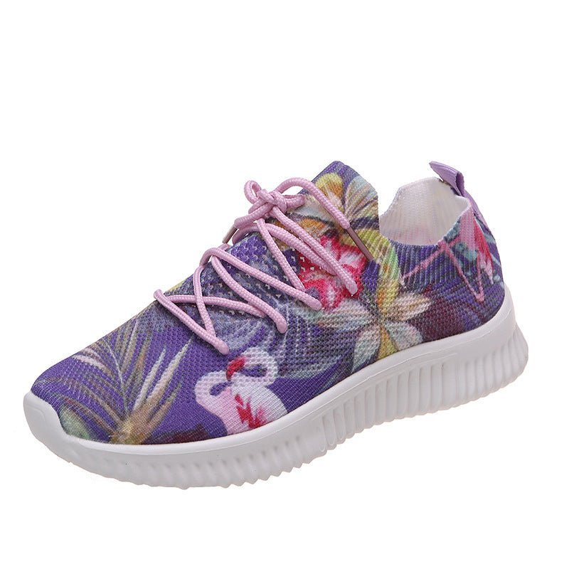 Printed Lace-Up Sneakers