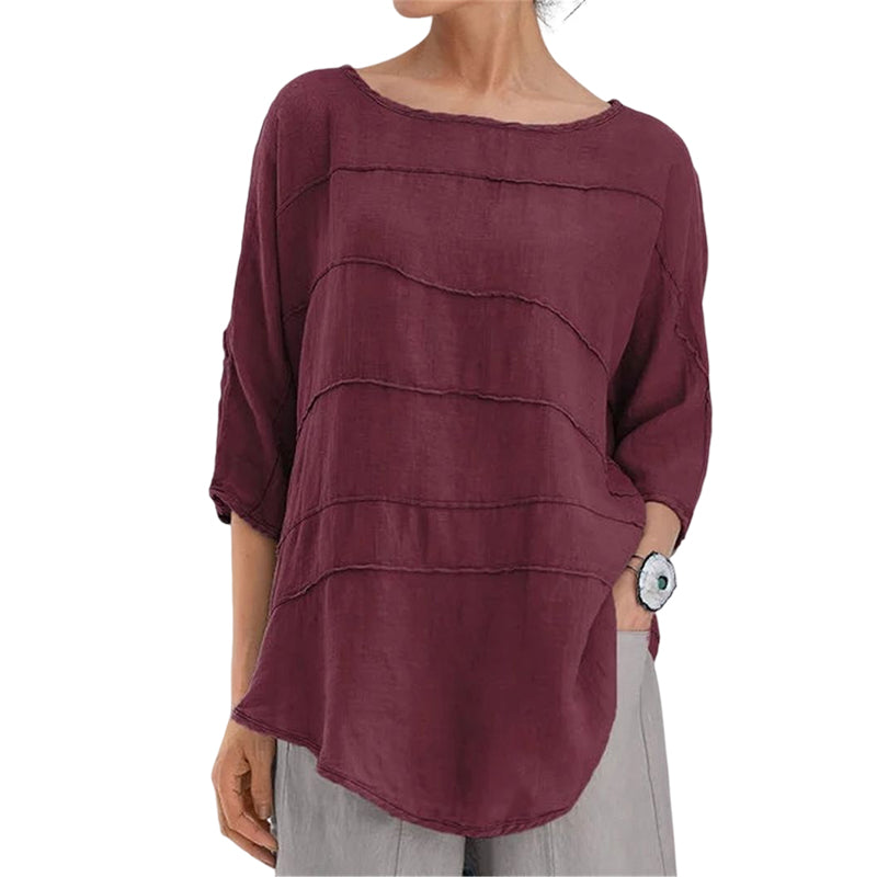 Striped Dolman Sleeve Casual Cotton Top