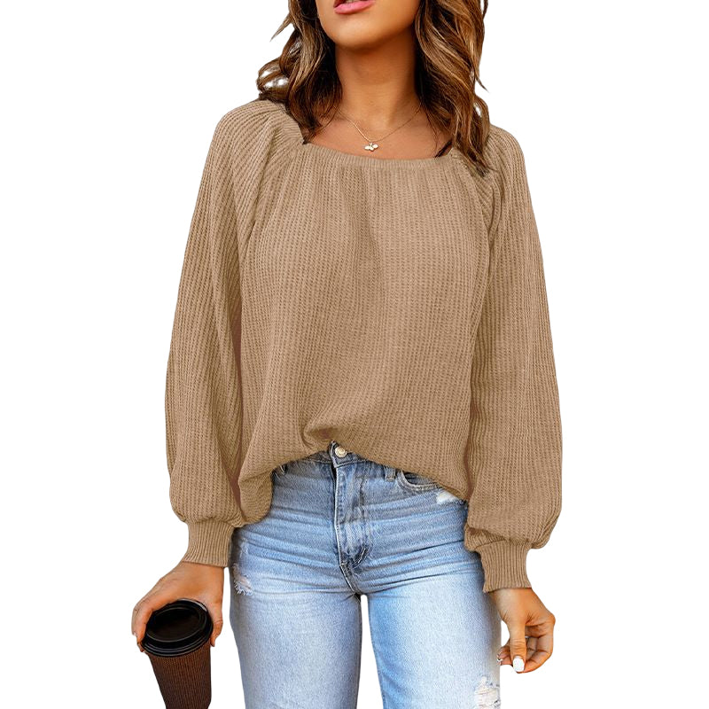 Square Neck Puff Sleeve Sweater