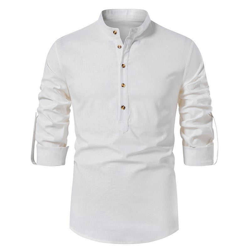 Linen Long Sleeve Cotton Slim Fit Shirt