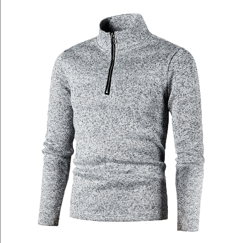 Men's Placket Zip Design Solid Color Turtleneck Jacket