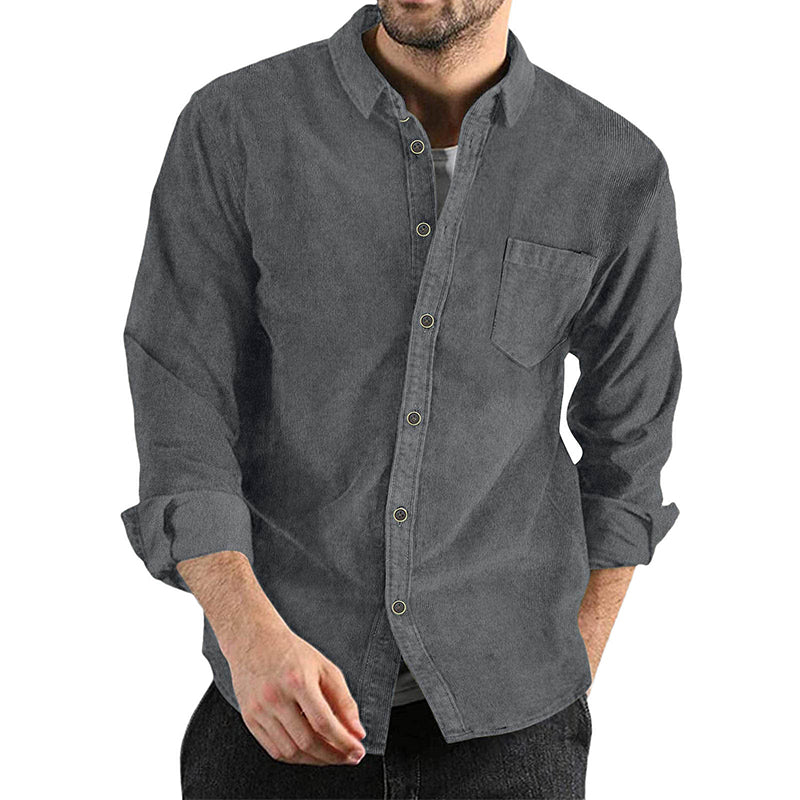Men's Long Sleeve Casual Vintage Pocket Shirt