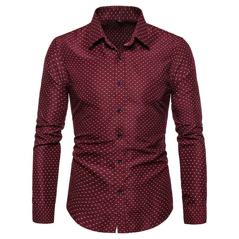 Men's Slim Floral Long Sleeve Shirt