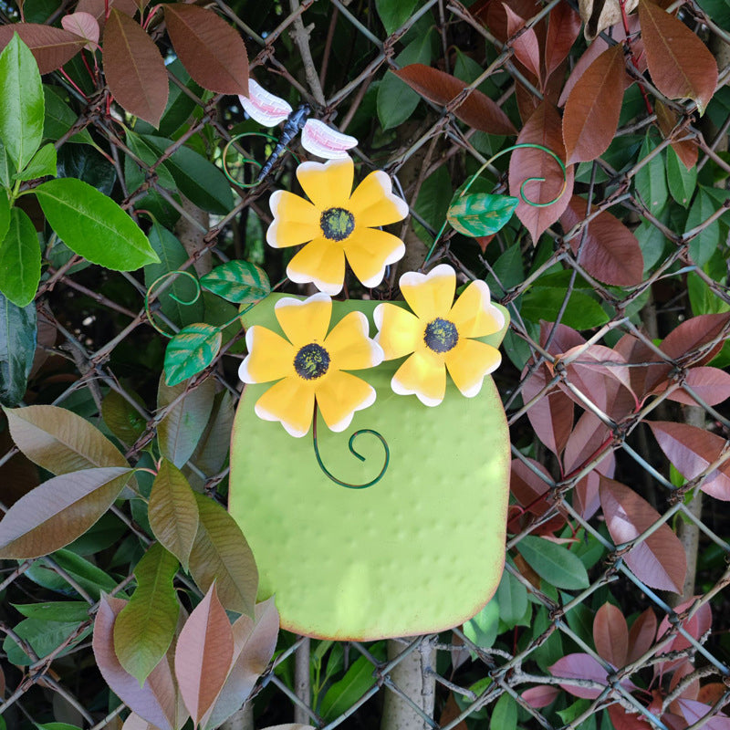 Hand-Painted Wrought Iron Vase