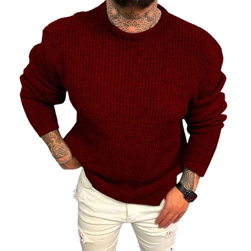 Solid Color Crew Neck Pullover