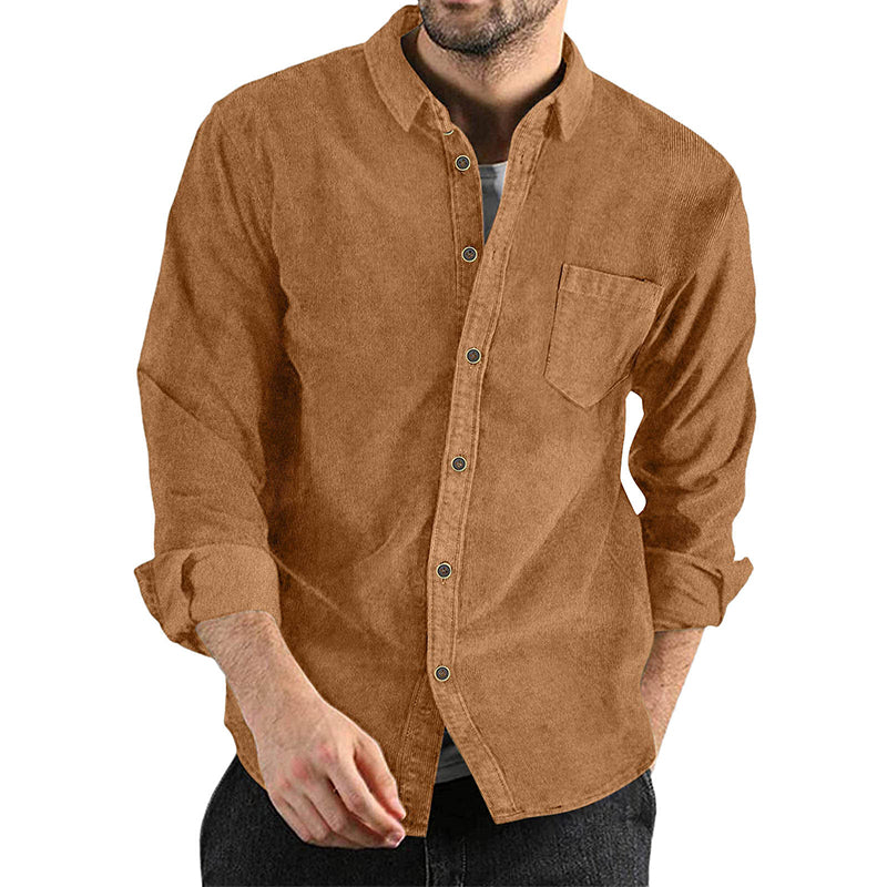 Men's Long Sleeve Casual Vintage Pocket Shirt
