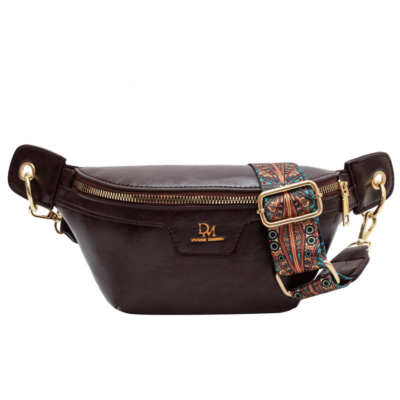 Retro Leather Wide Strap Waist Bag