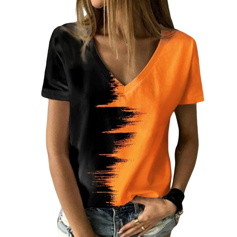 Digital Print V-Neck T-Shirt