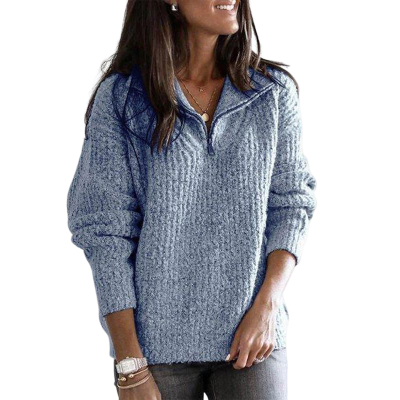 Zip-up Long-sleeve Sweater