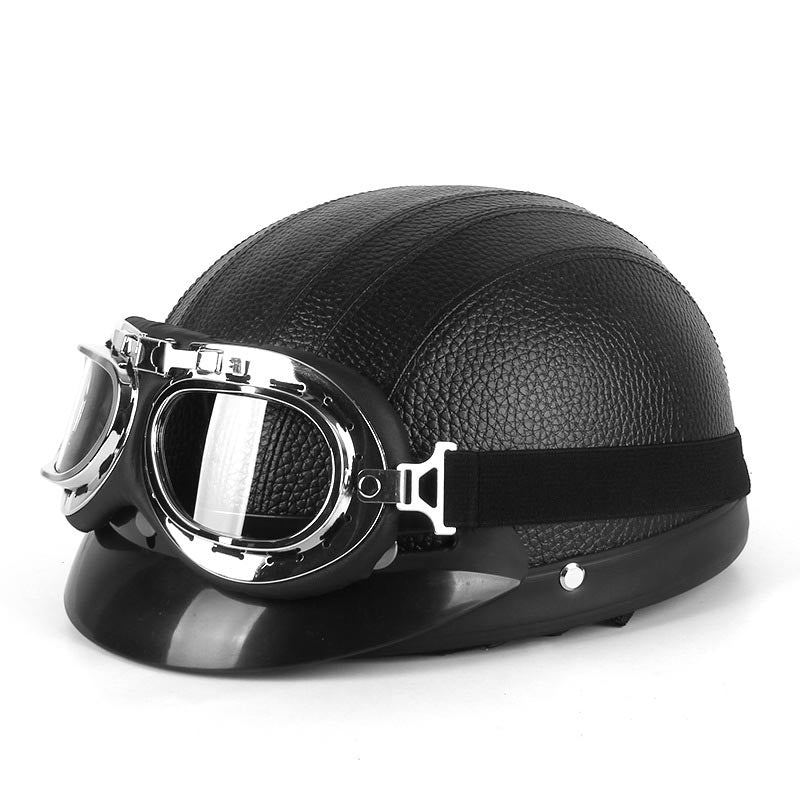 Motorcycle Harley PU Helmet with Goggles