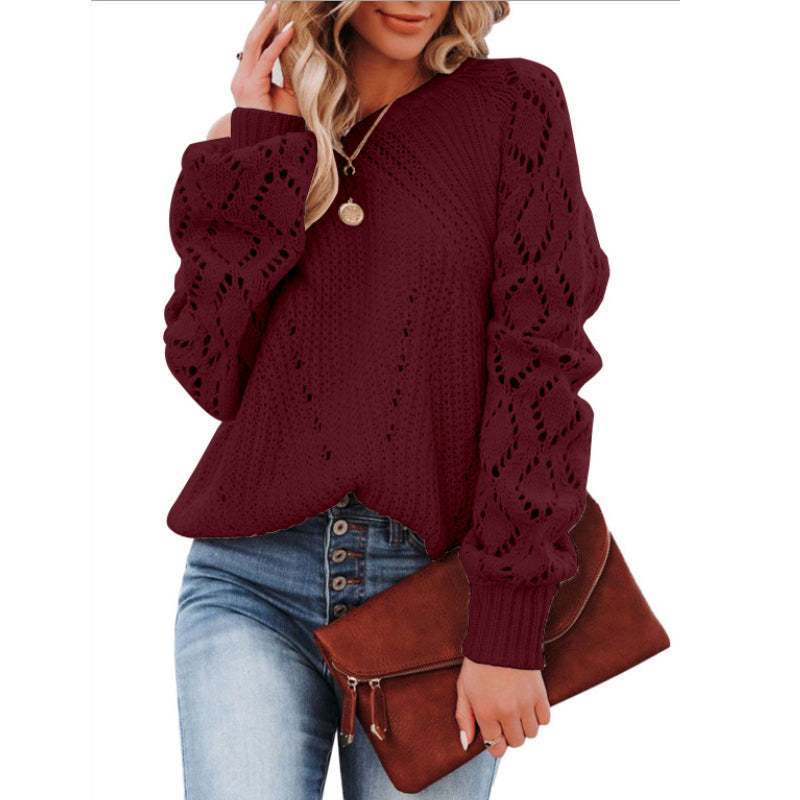 Women's Solid Color Loose Crew Neck Sweater