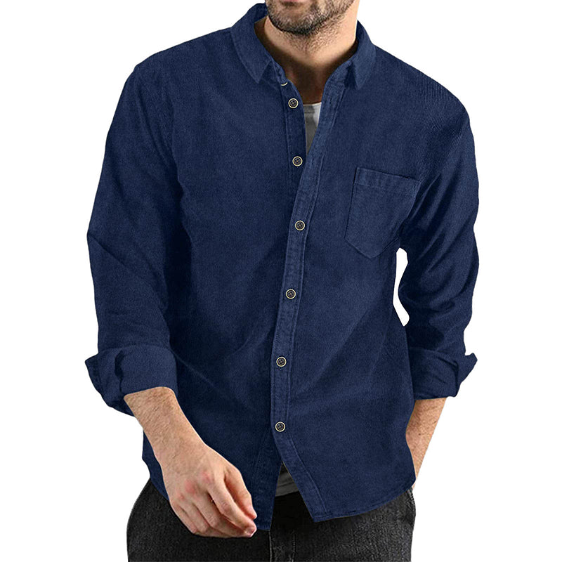 Men's Long Sleeve Casual Vintage Pocket Shirt