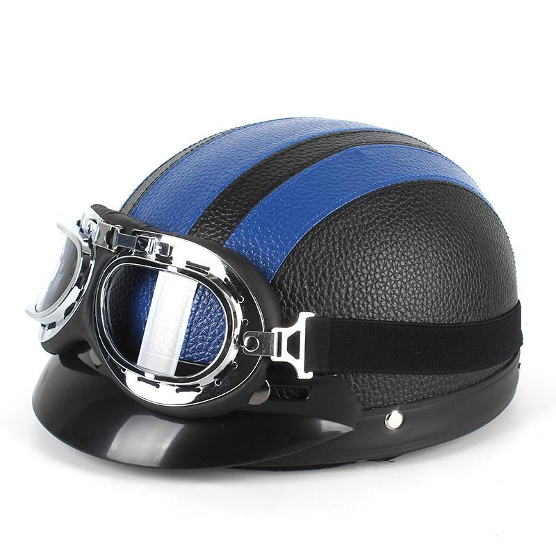 Motorcycle Harley PU Helmet with Goggles