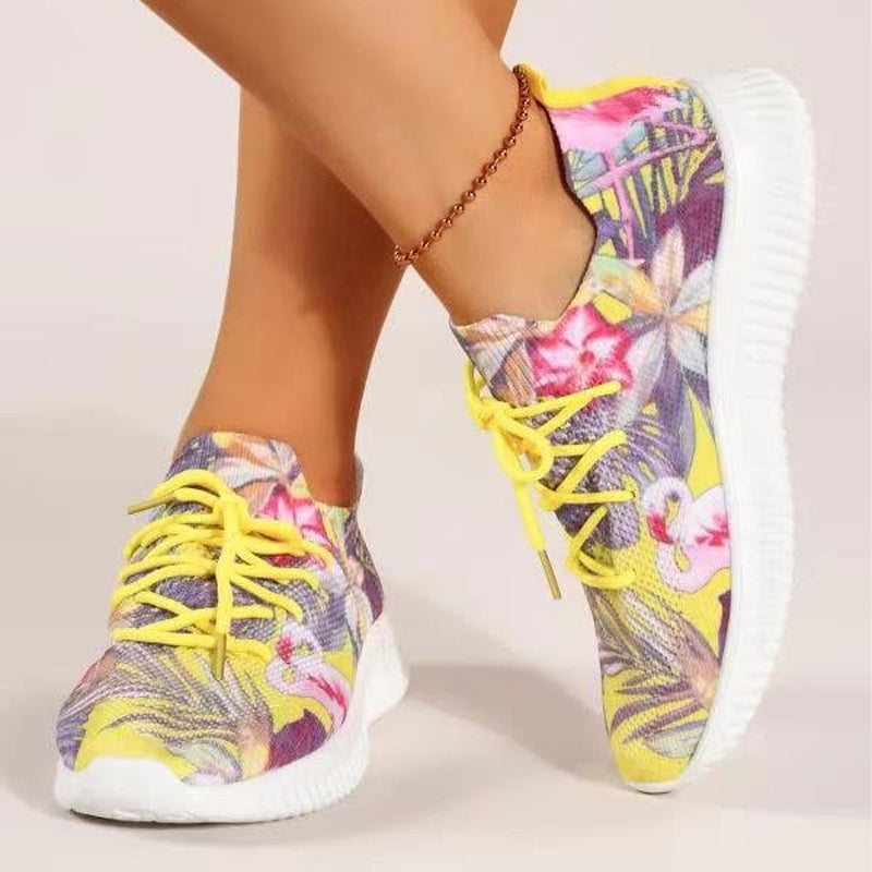 Printed Lace-Up Sneakers