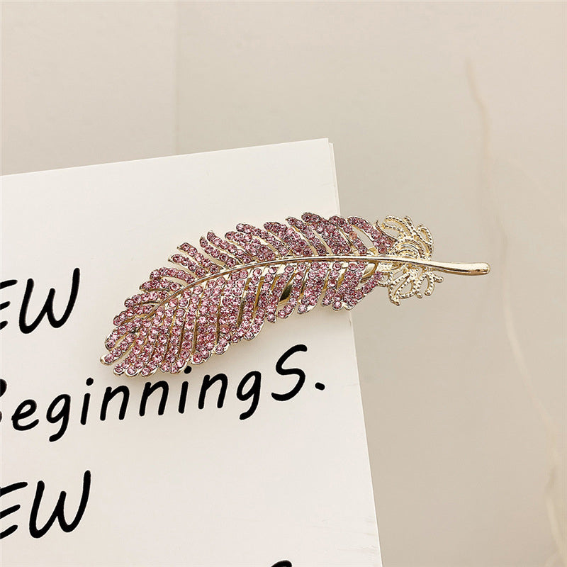 Diamond Feather Barrette