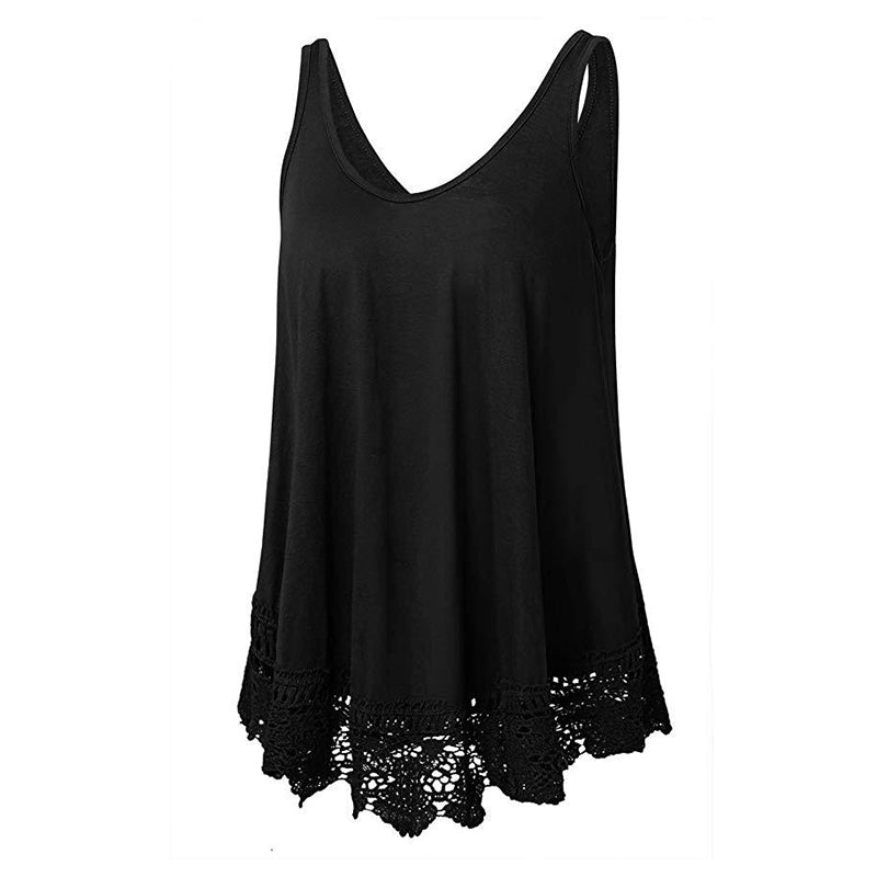 Solid Lace Tank Top T-Shirt