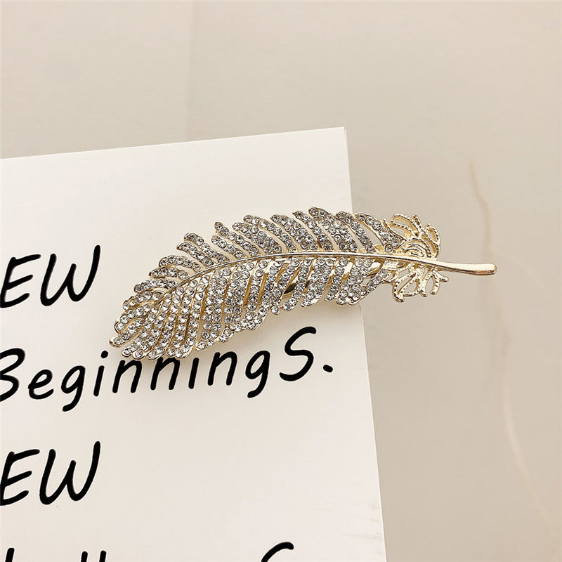 Diamond Feather Barrette