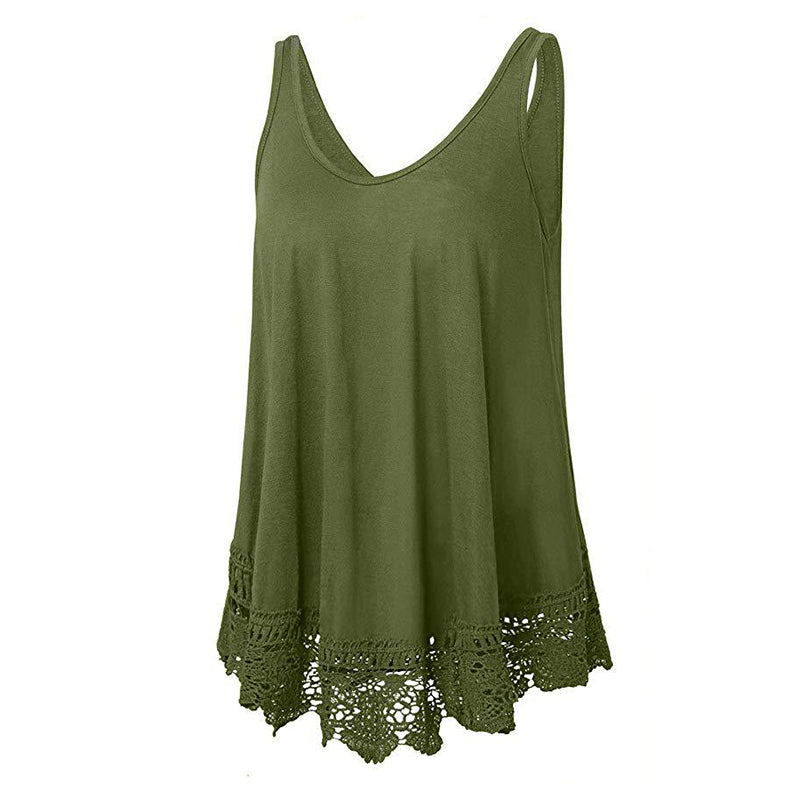 Solid Lace Tank Top T-Shirt
