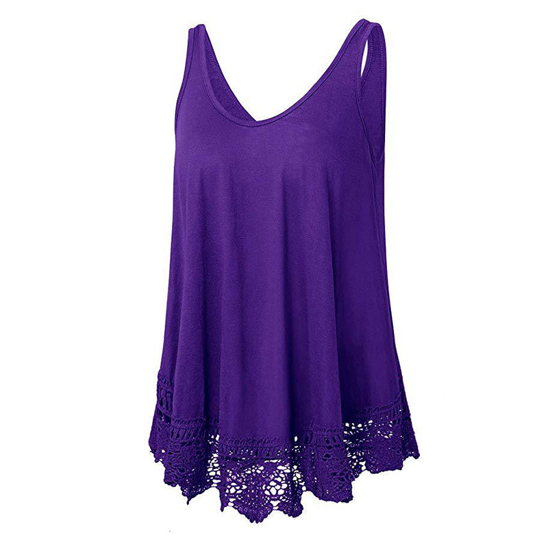 Solid Lace Tank Top T-Shirt