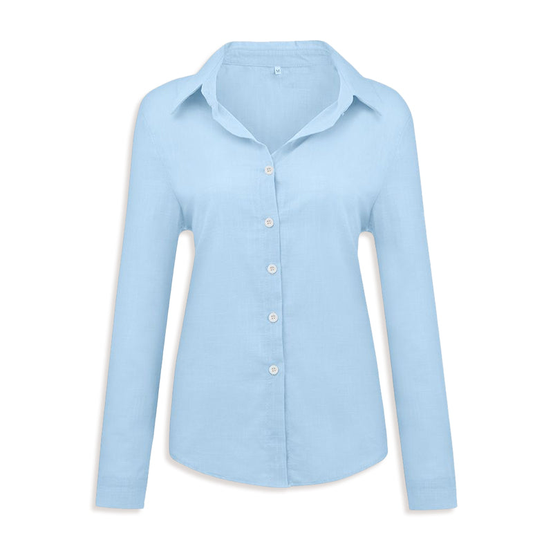 Solid Color Casual Loose Long Sleeve Linen Shirt