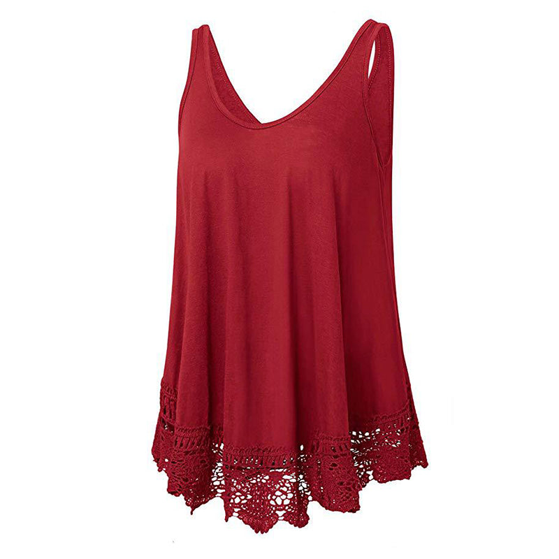 Solid Lace Tank Top T-Shirt